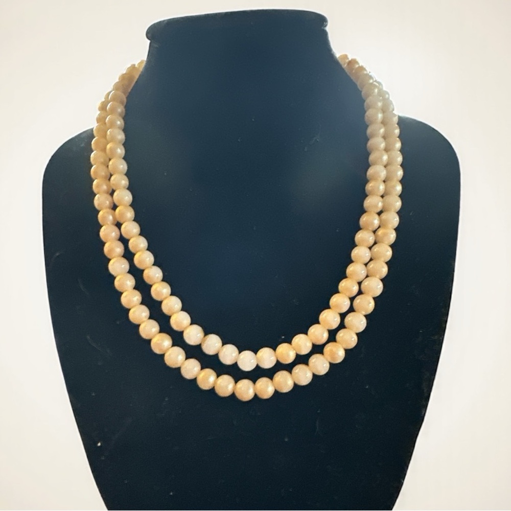 VTG 1950a Signed‎ Trifari Double Strand Cream Choker Necklace